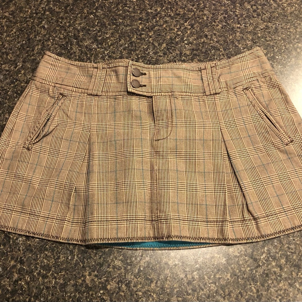 Brown and blue American eagle plaid skirt size 12